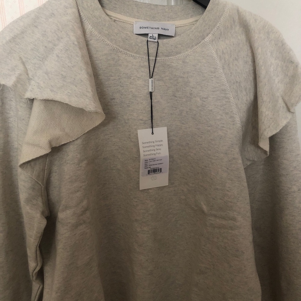 Something Navy Ruffle Shoulder Sweatshirt